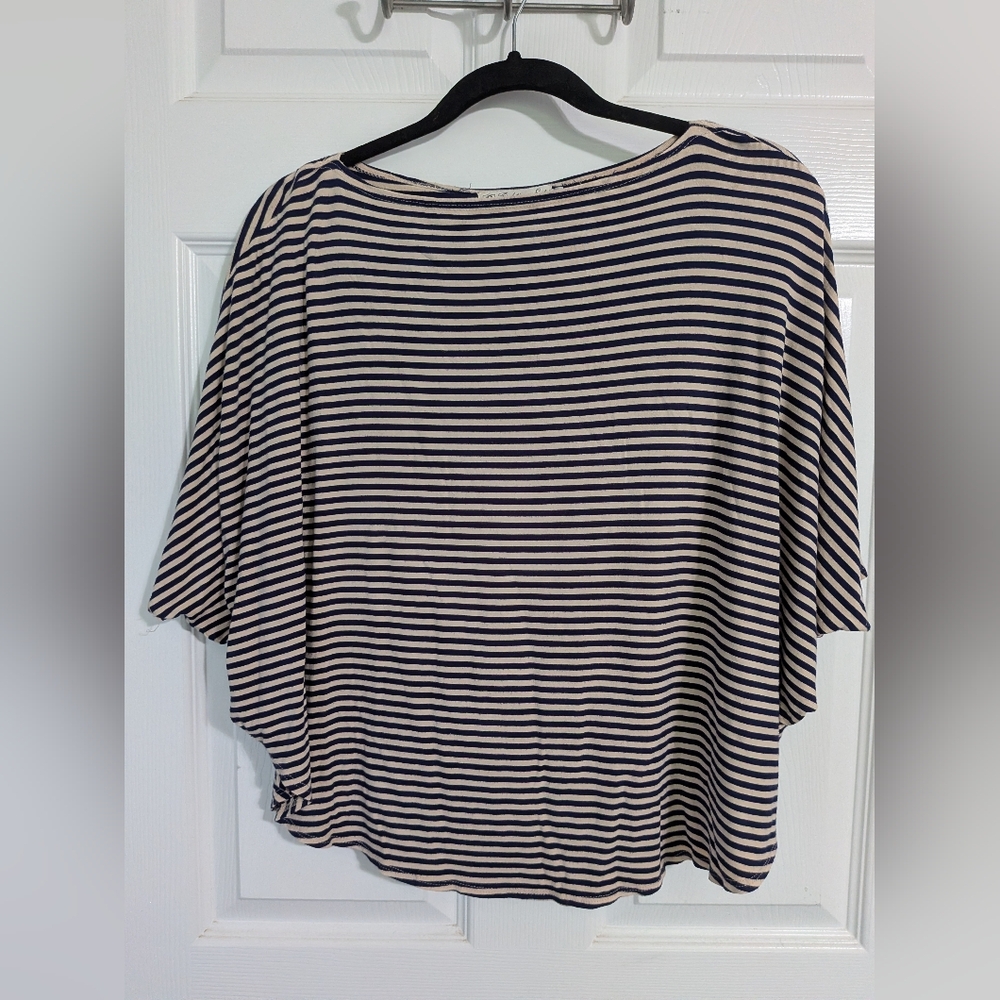 Vintage Fighting Eel Navy and White Striped Short Sleeve Top Size 2